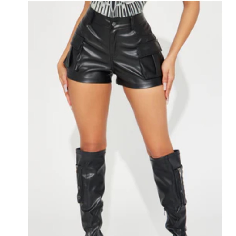 Fashion Nova Women’s Leather Cargo Short